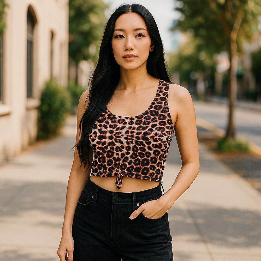 Shein Bikini Top Bathing Suit Leopard Print Large Never Worn